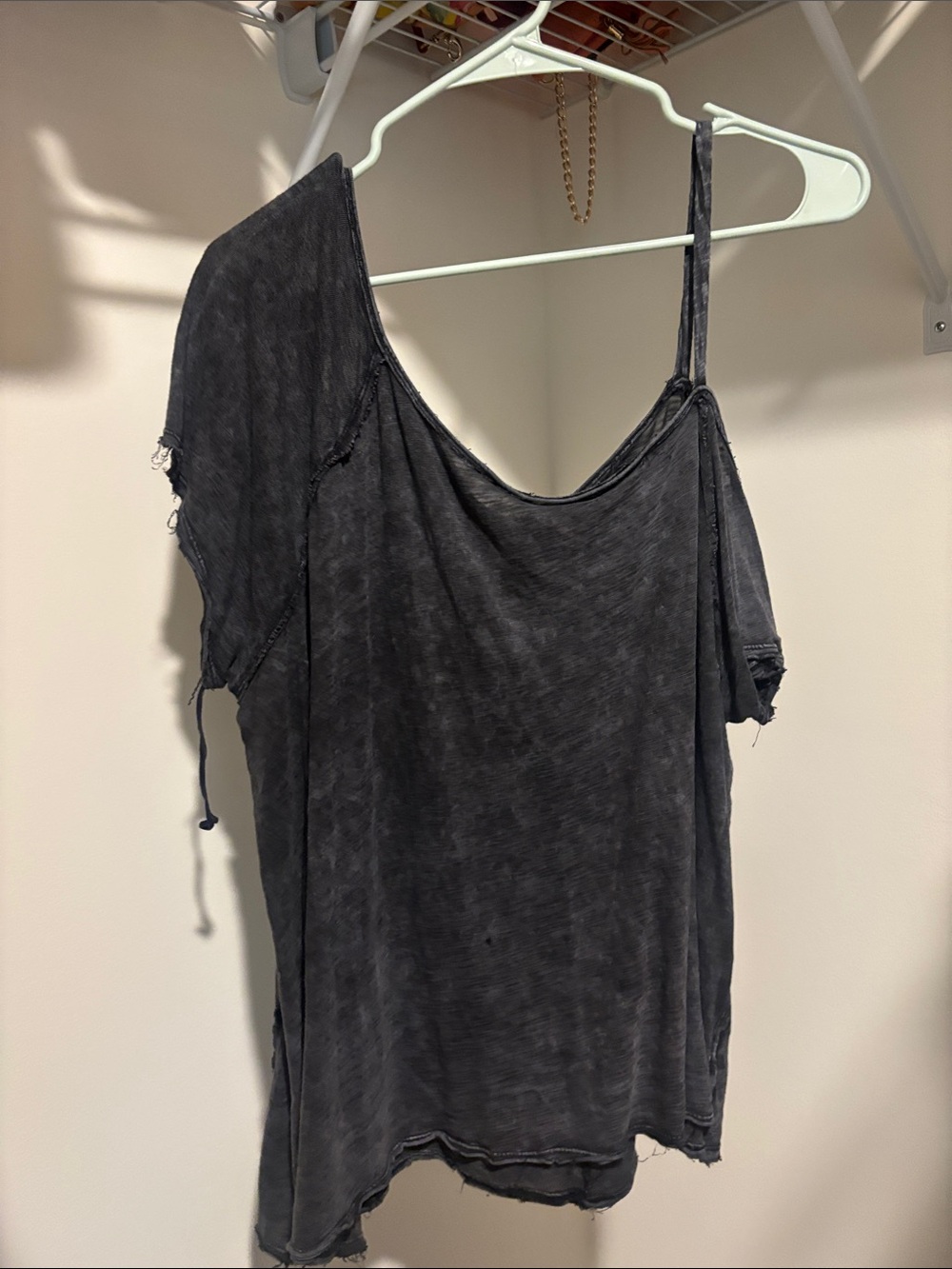 We The Free Vintage-Inspired Charcoal One-Shoulder Top